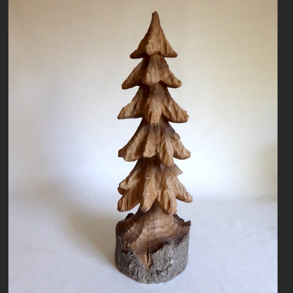 NEW 18” RESIN RUSTIC REALISTIC FAUX CARVED WOOD LOG TREE SCULPTURE CABIN DECOR